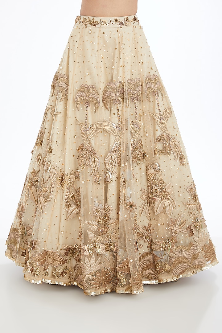 Golden Tulle Hand Embroidered Bridal Lehenga Set by Neha & Tarun at Pernia's Pop Up Shop