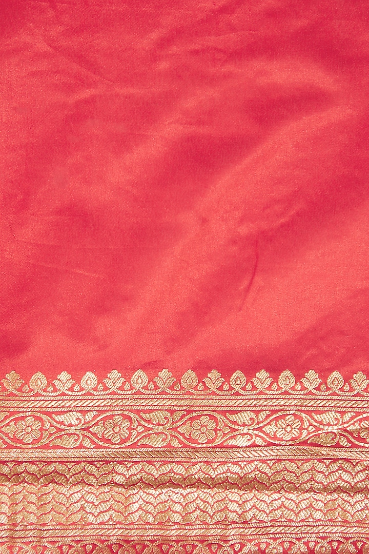 Red Pure Katan Silk Handwoven Banarasi Wedding Saree by Neha & Tarun at Pernia's Pop Up Shop