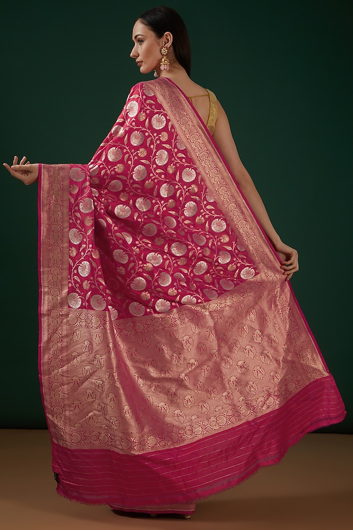 Red Pure Katan Silk Handwoven Banarasi Wedding Saree by Neha & Tarun at Pernia's Pop Up Shop