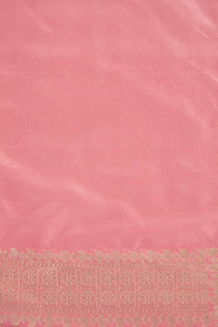 Blush Pink Pure Katan Silk Handwoven Banarasi Wedding Saree by Neha & Tarun at Pernia's Pop Up Shop