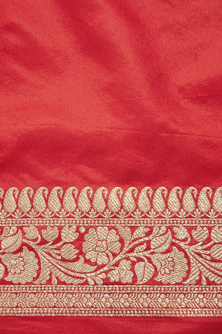 Pink Pure Katan Silk Handwoven Banarasi Wedding Saree by Neha & Tarun at Pernia's Pop Up Shop