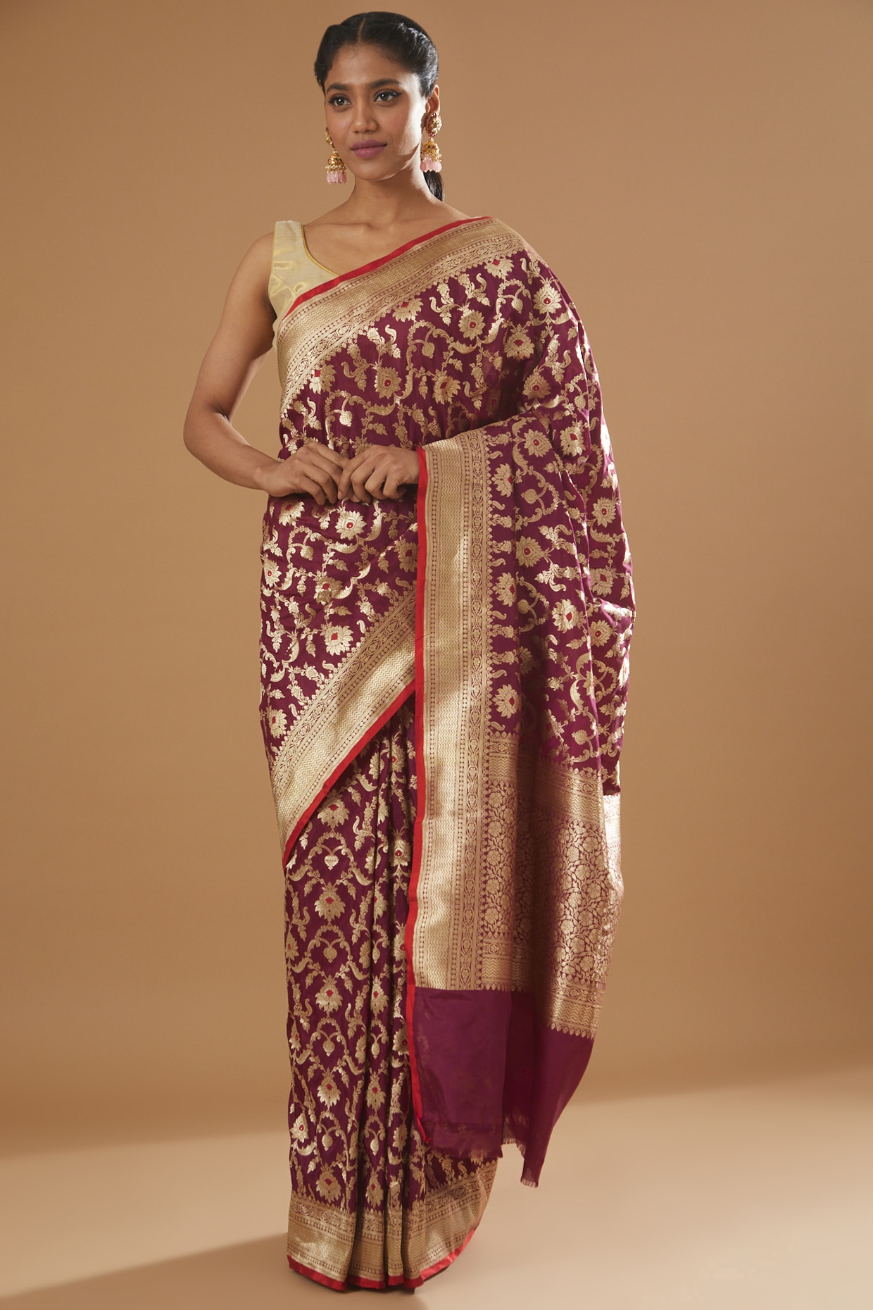 Amazing Magenta Brocade Banarasi Silk Saree. | Fancy sarees, Saree, Silk  sarees