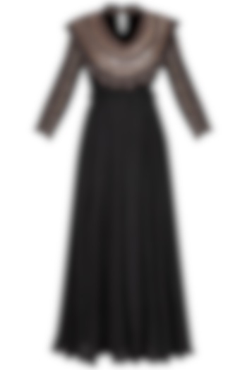Black Embroidered Pleated Kurta Set by Neha & Tarun at Pernia's Pop Up Shop