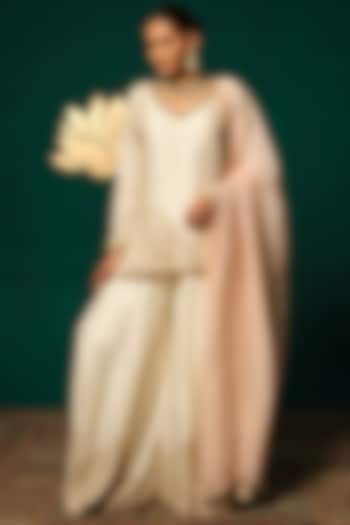 Gold Silk Bridal Sharara Set by Niloufer by Aasif Ally at Pernia's Pop Up Shop