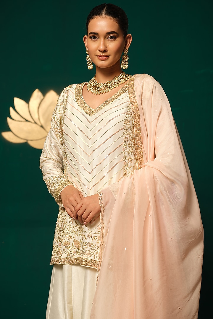 Gold Silk Bridal Sharara Set by Niloufer by Aasif Ally at Pernia's Pop Up Shop