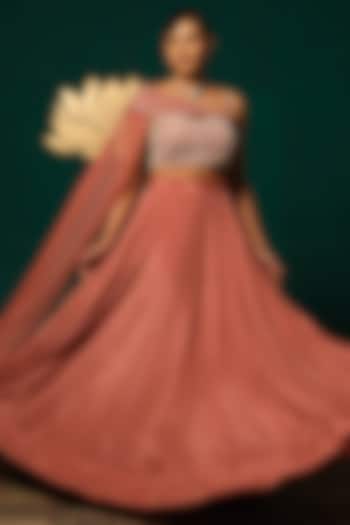 Pink Chinon Wedding Lehenga Set by Niloufer by Aasif Ally at Pernia's Pop Up Shop