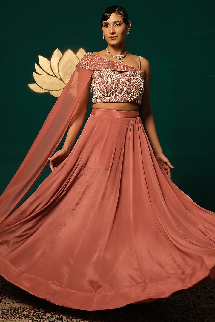 Pink Chinon Wedding Lehenga Set by Niloufer by Aasif Ally at Pernia's Pop Up Shop