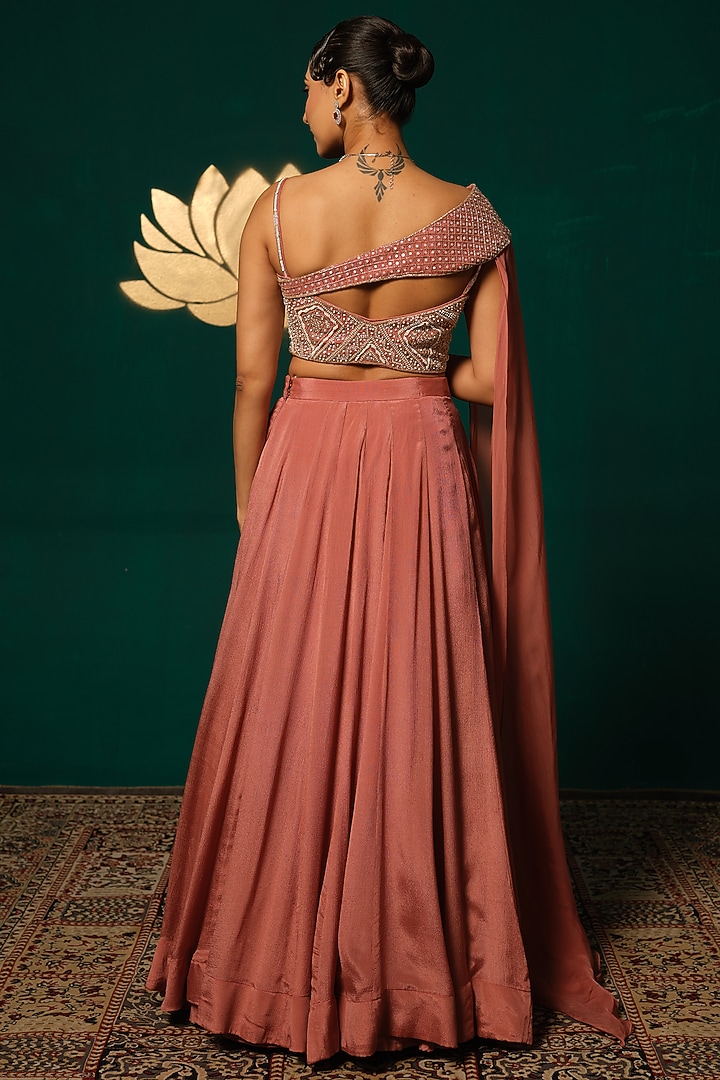 Pink Chinon Wedding Lehenga Set by Niloufer by Aasif Ally at Pernia's Pop Up Shop