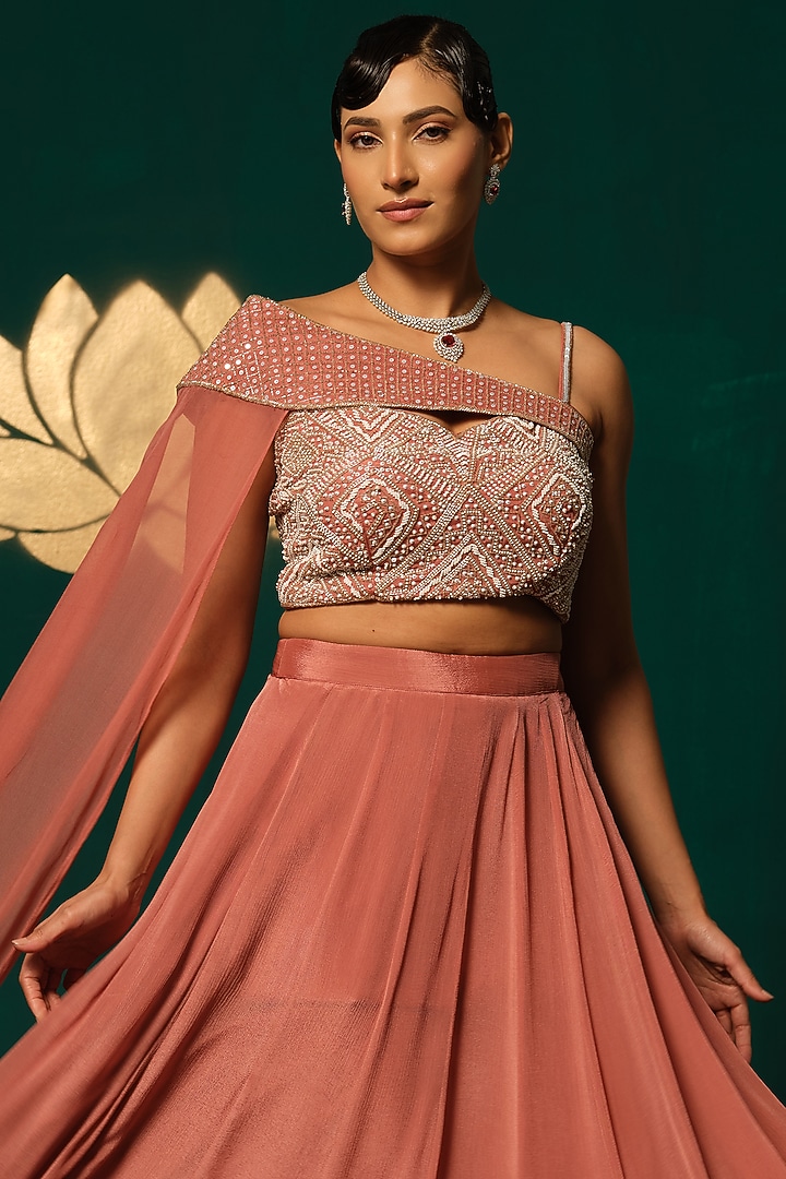 Pink Chinon Wedding Lehenga Set by Niloufer by Aasif Ally at Pernia's Pop Up Shop