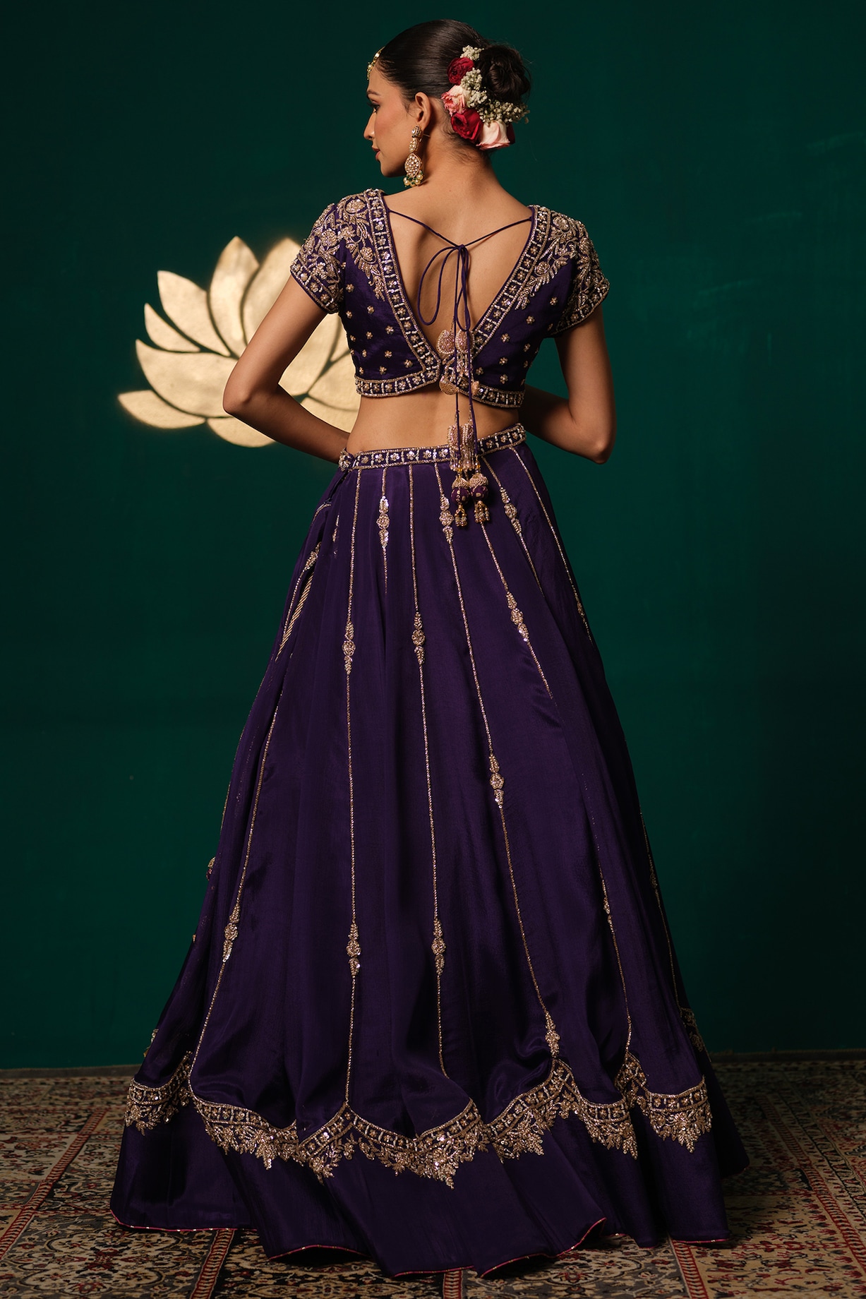 Purple Chinon Hand Embellished Wedding Lehenga Set by Niloufer by Aasif Ally  at Pernia's Pop Up Shop 2026