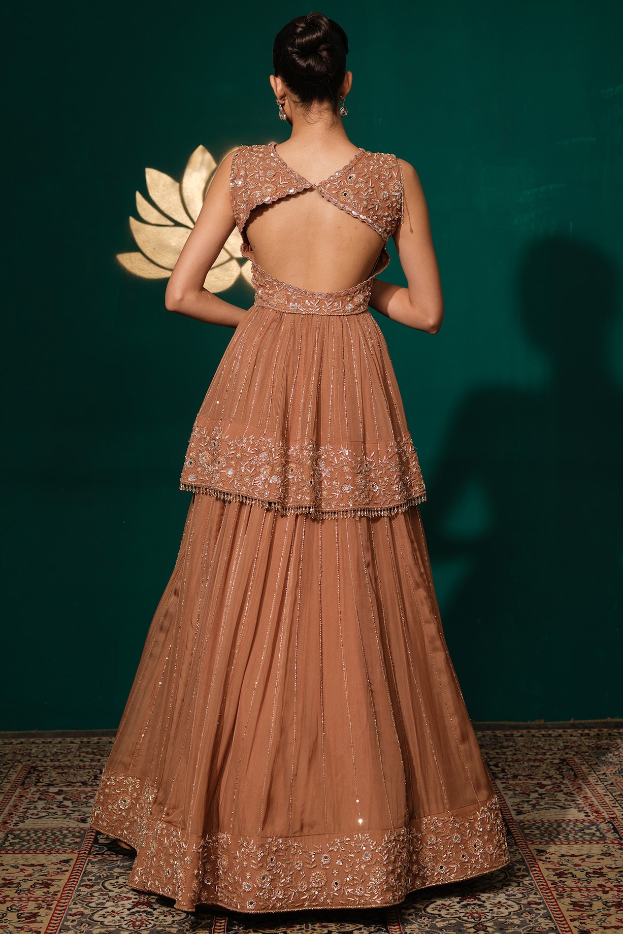 Pakistani Fancy Dress Design Rust Brown Chinon Sequins Embroidered Wedding Lehenga Set By Niloufer By Aasif Ally At Pernia's Pop Up Shop 2026 Pakistani Fancy Dress Design Rust Brown Chinon Sequins Embroidered Wedding Lehenga Set By Niloufer By Aasif Ally At Pernia's Pop Up Shop 2026