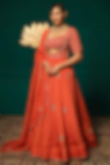 Pastel Pink Chinon Sequins Work Wedding Anarkali Set by Niloufer by Aasif Ally at Pernia's Pop Up Shop