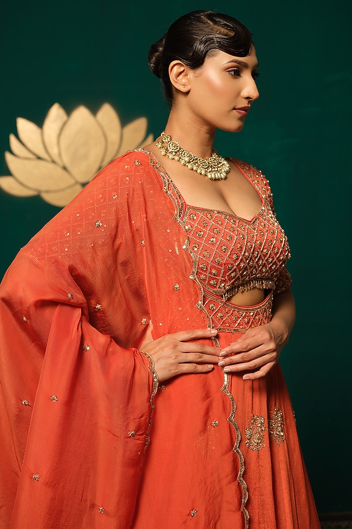 Pastel Pink Chinon Sequins Work Wedding Anarkali Set by Niloufer by Aasif Ally at Pernia's Pop Up Shop
