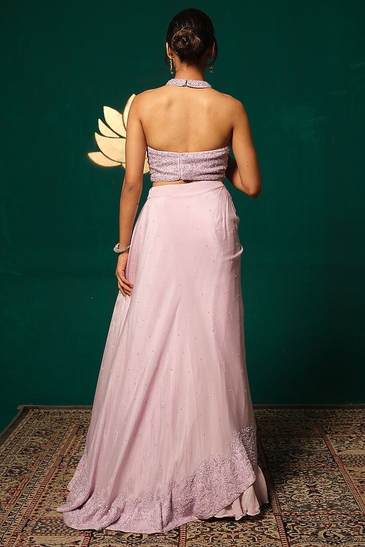 Purple Chinon Wedding Lehenga Set by Niloufer by Aasif Ally at Pernia's Pop Up Shop
