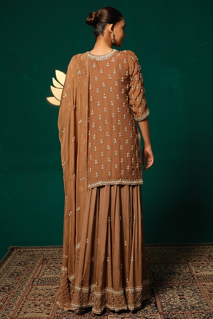 Golden Tissue Sequin Embellished Wedding Sharara Set by Niloufer by Aasif Ally at Pernia's Pop Up Shop
