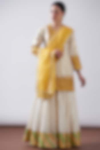Yellow & White Chanderi Sharara Set by Nia By Sonia Ahuja