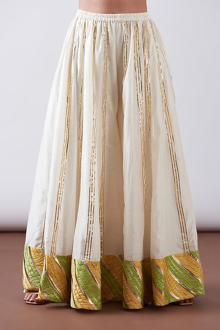 Yellow & White Chanderi Wedding Sharara Set by Nia By Sonia Ahuja at Pernia's Pop Up Shop