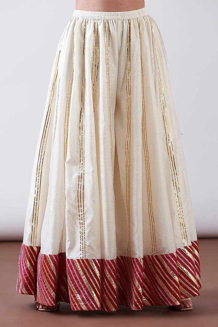 Red & White Chanderi Party Wear Sharara Set by Nia By Sonia Ahuja at Pernia's Pop Up Shop