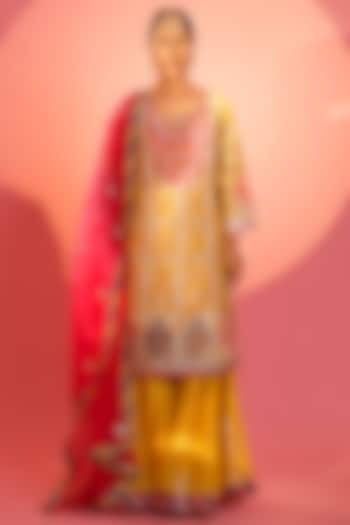 Yellow Banarasi Sharara Set by Nia By Sonia Ahuja