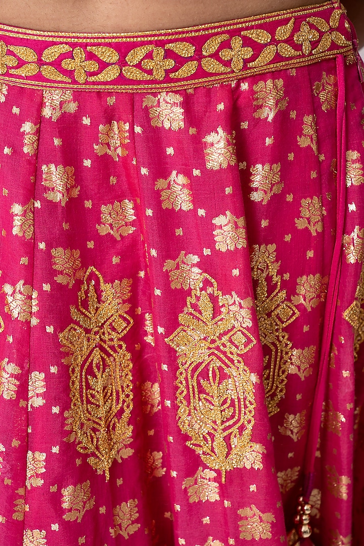 Magenta Pure Banarasi Khadi Gota & Nakshi Embroidered Wedding Lehenga Set by Nia By Sonia Ahuja at Pernia's Pop Up Shop