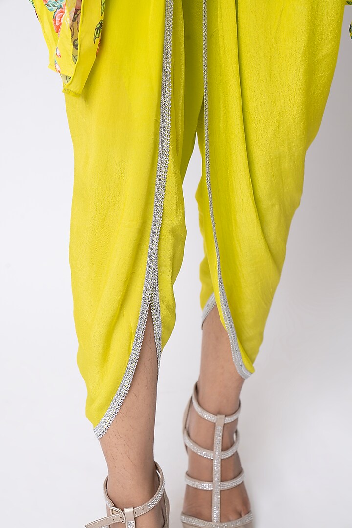 Yellow Crepe Dhoti Set by Nia By Sonia Ahuja at Pernia's Pop Up Shop