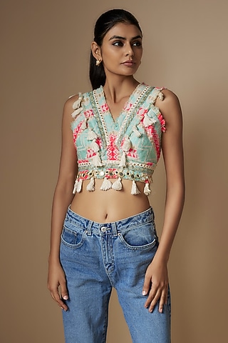 Beige Woven Jacquard Aztec Printed Jacket by Nipa Badiani
