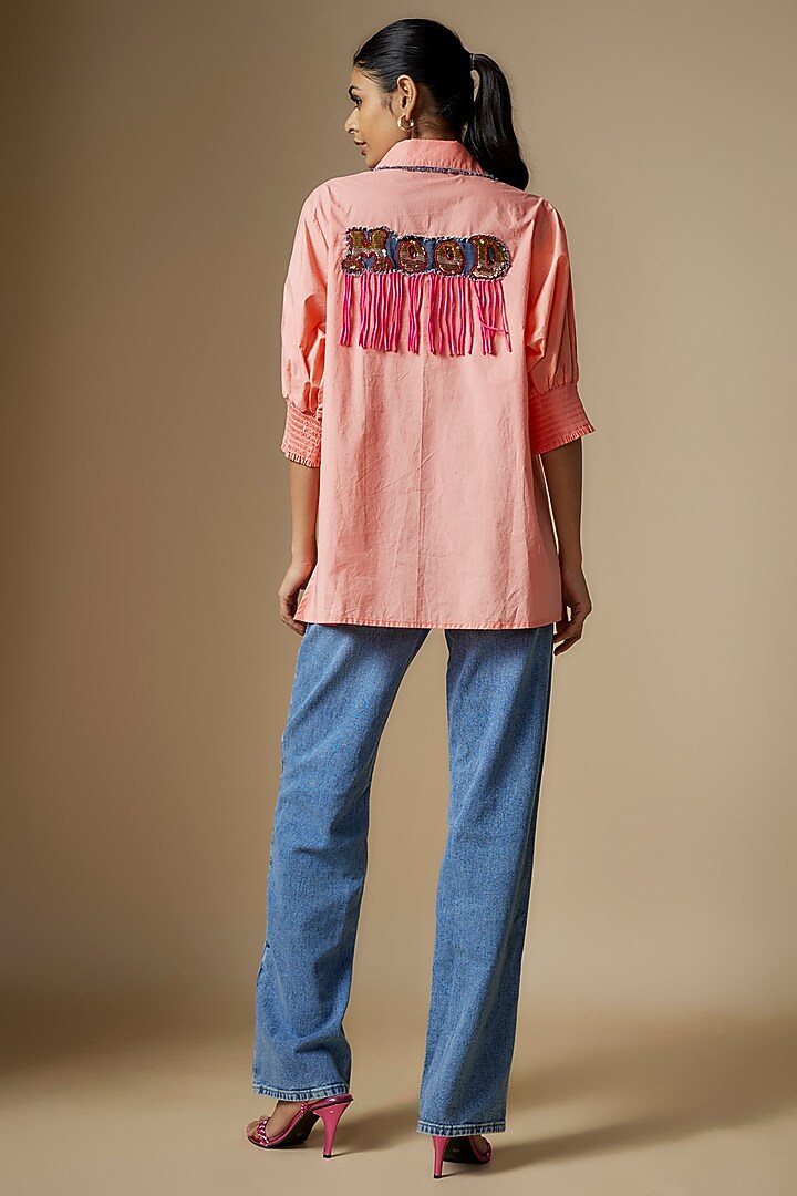 Peach Pure Cotton Smocked Shirt by Nipa Badiani at Pernia's Pop Up Shop