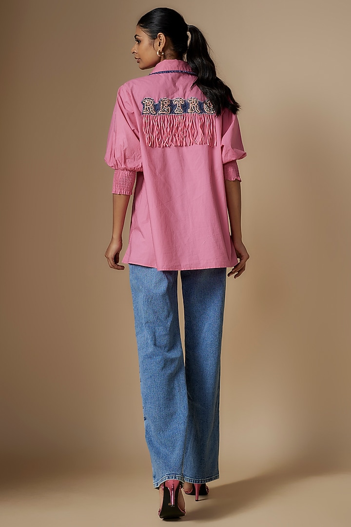 Pink Pure Cotton Smocked Shirt by Nipa Badiani at Pernia's Pop Up Shop