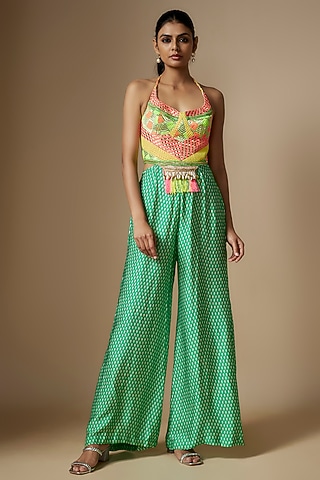 Multi-Colored Modal Satin Digital Printed Jumpsuit by Nipa Badiani