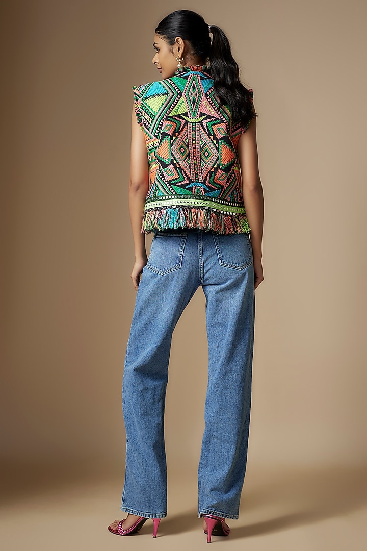 Multi-Colored Woven Jacquard Aztec Printed Jacket by Nipa Badiani at Pernia's Pop Up Shop