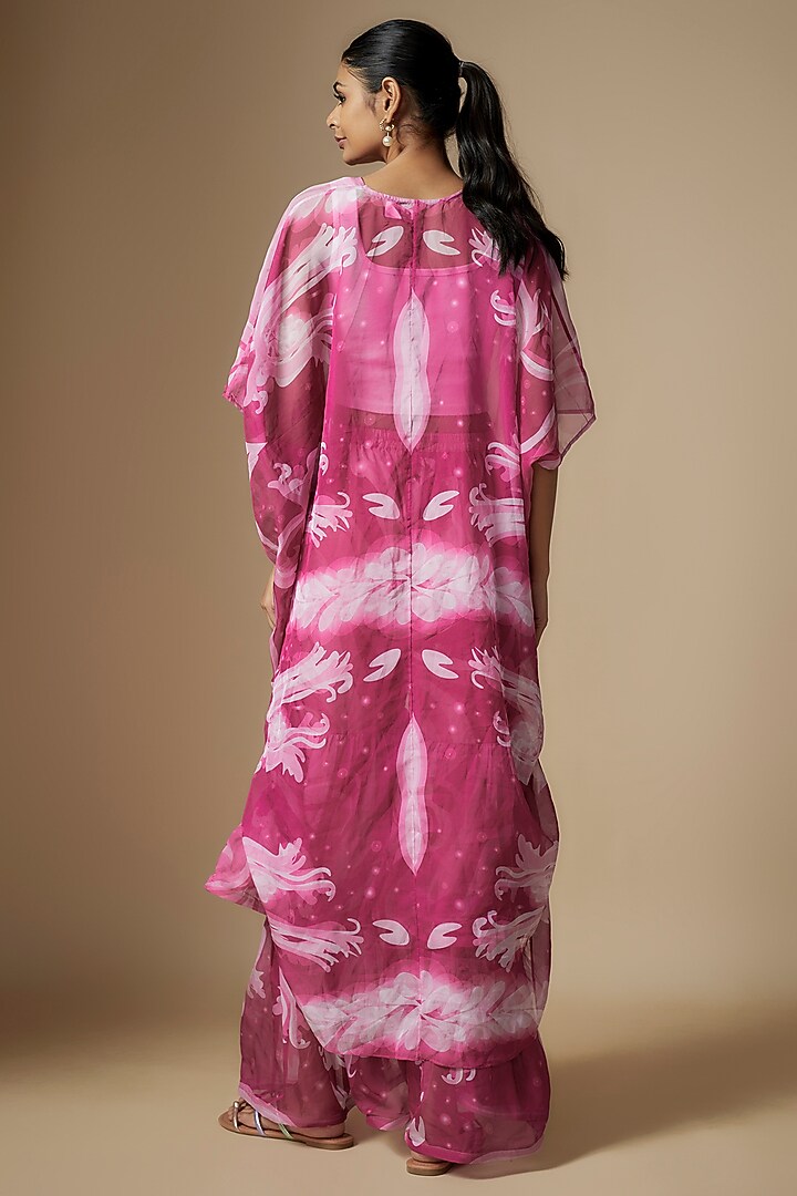 Pink Viscose Organza Digital Printed Layered Party Wear Sharara Set by Nipa Badiani at Pernia's Pop Up Shop