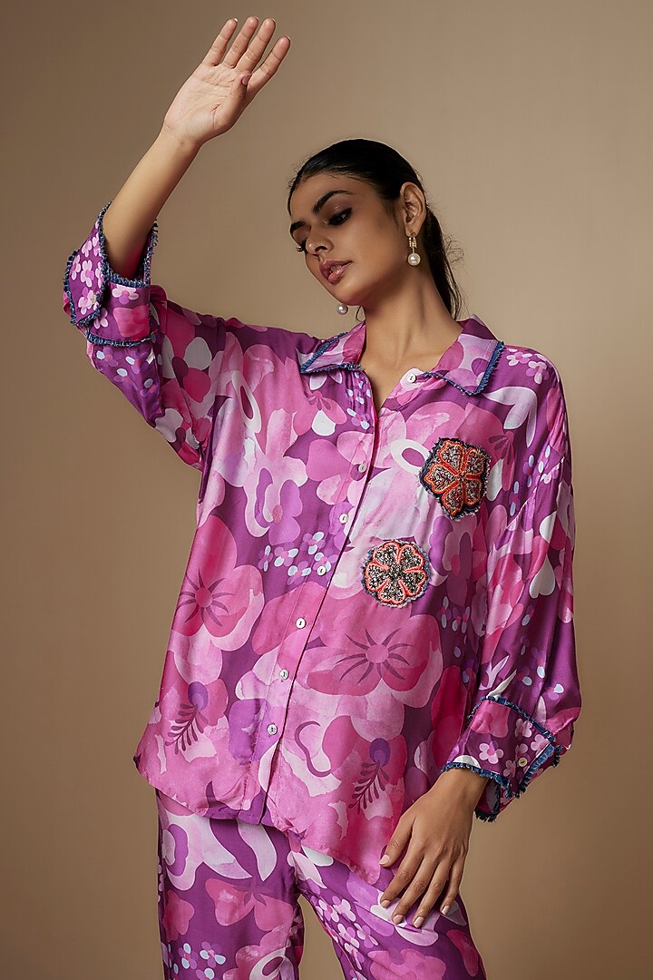 Pink Viscose Digital Printed Co-Ord Set by Nipa Badiani at Pernia's Pop Up Shop