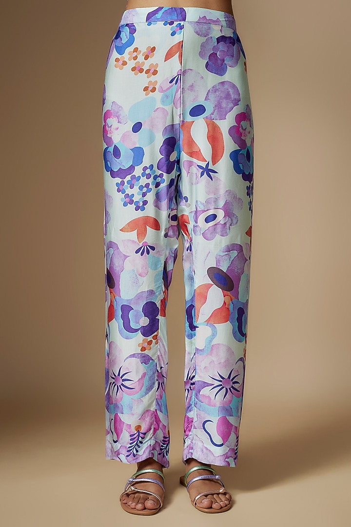 Blue Viscose Digital Printed Co-Ord Set by Nipa Badiani at Pernia's Pop Up Shop