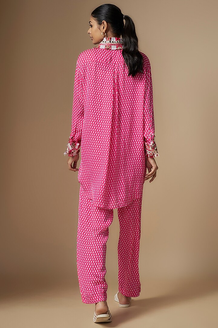 Pink Modal Satin Digital Printed Co-Ord Set by Nipa Badiani at Pernia's Pop Up Shop