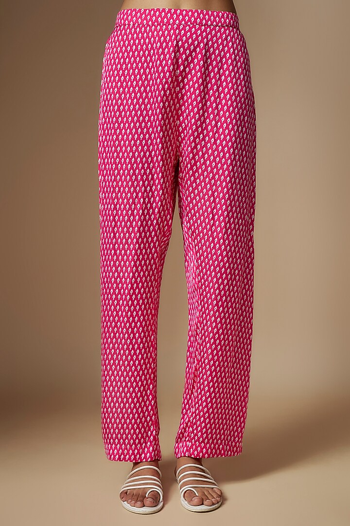 Pink Modal Satin Digital Printed Co-Ord Set by Nipa Badiani at Pernia's Pop Up Shop