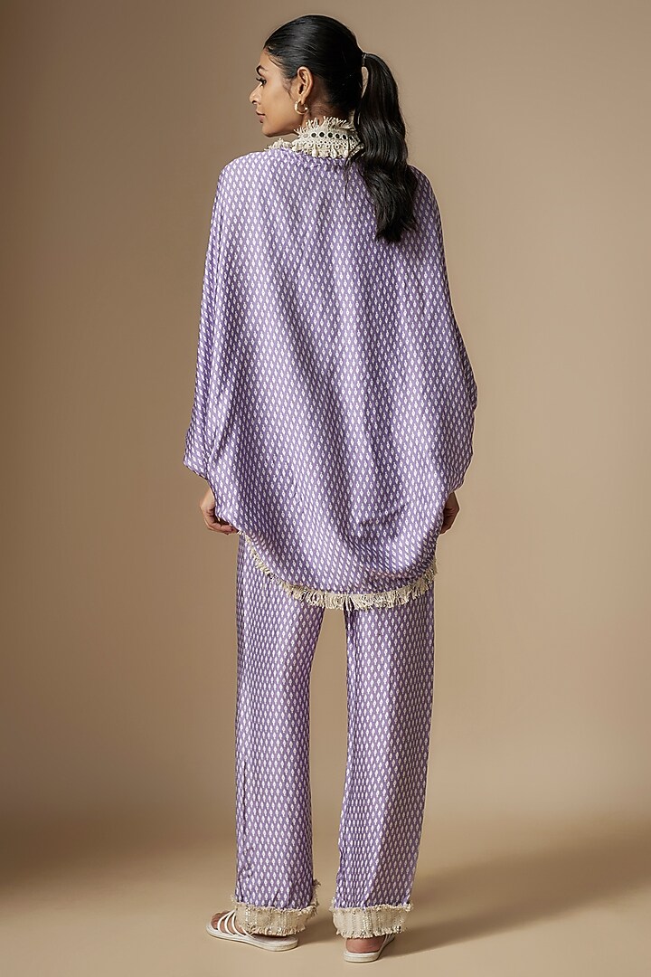 Grey Modal Satin Digital Printed Cape Set by Nipa Badiani at Pernia's Pop Up Shop