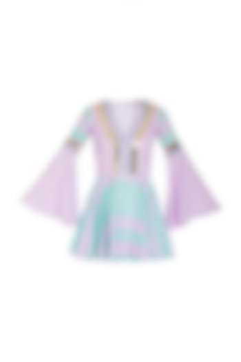 Aquamarine & Lilac Embellished Skater Dress by Nitya Bajaj at Pernia's Pop Up Shop