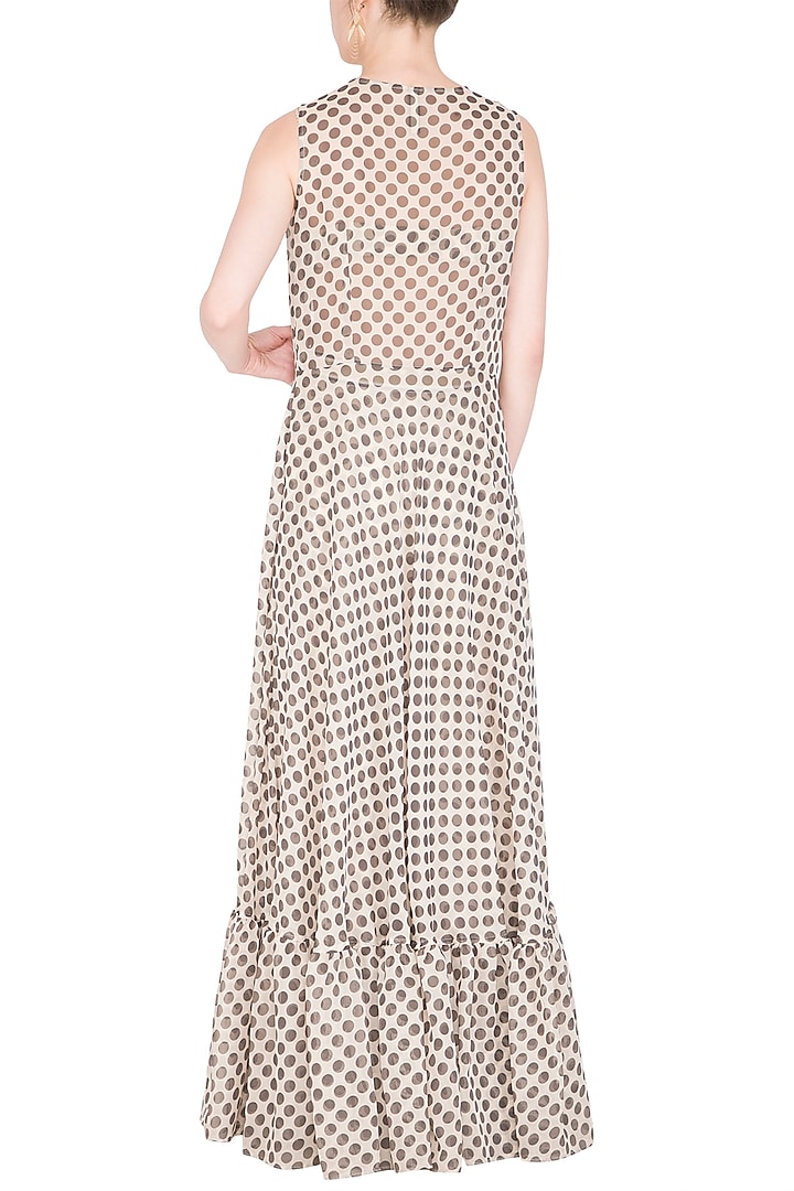 Ivory Polka Dot Bralette With Palazzo Pants & Cape by Nitya Bajaj at Pernia's Pop Up Shop