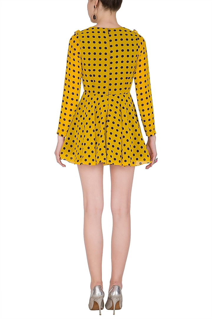 Yellow Polka Dot Skater Vacation Dress by Nitya Bajaj at Pernia's Pop Up Shop