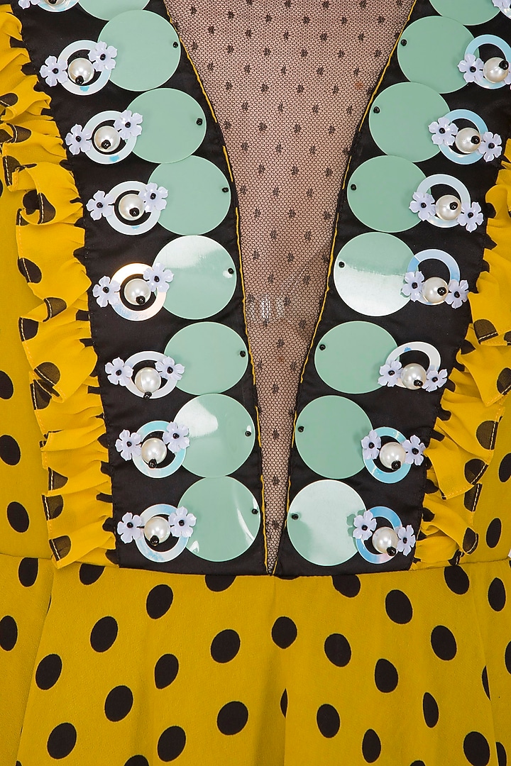 Yellow Polka Dot Skater Vacation Dress by Nitya Bajaj at Pernia's Pop Up Shop