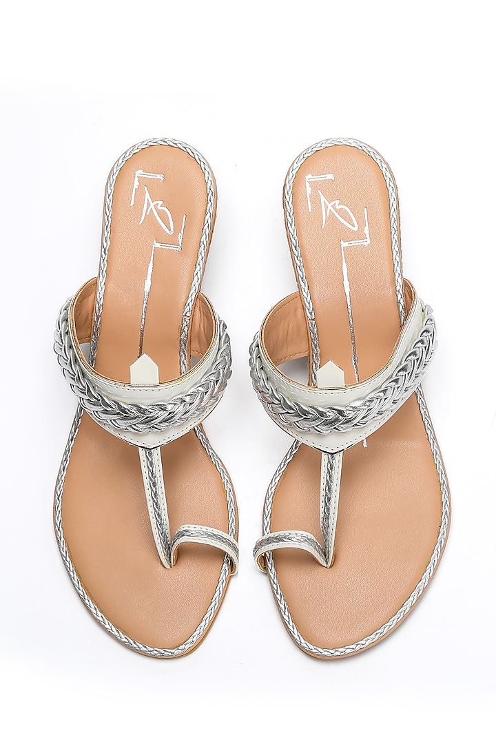 White Faux Leather Wedges by NIDHI BHANDARI