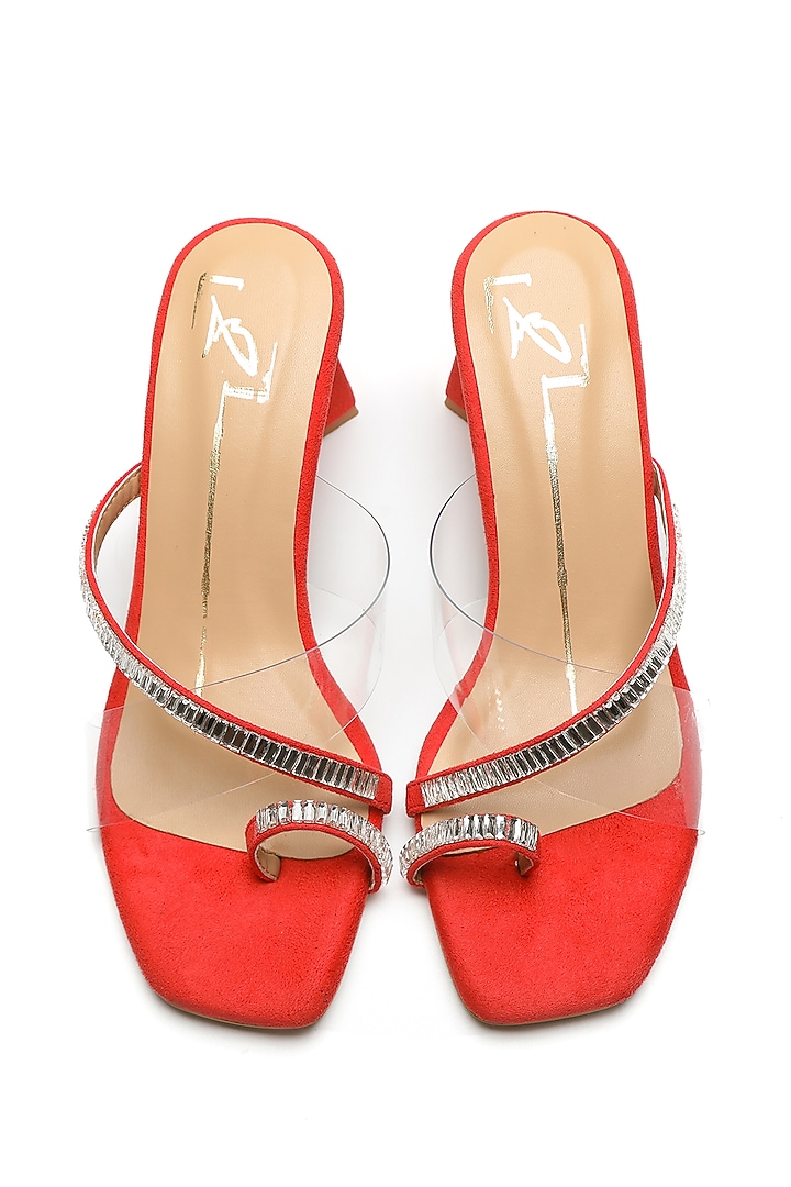 Tomato Red Block Heels by NIDHI BHANDARI at Pernia's Pop Up Shop