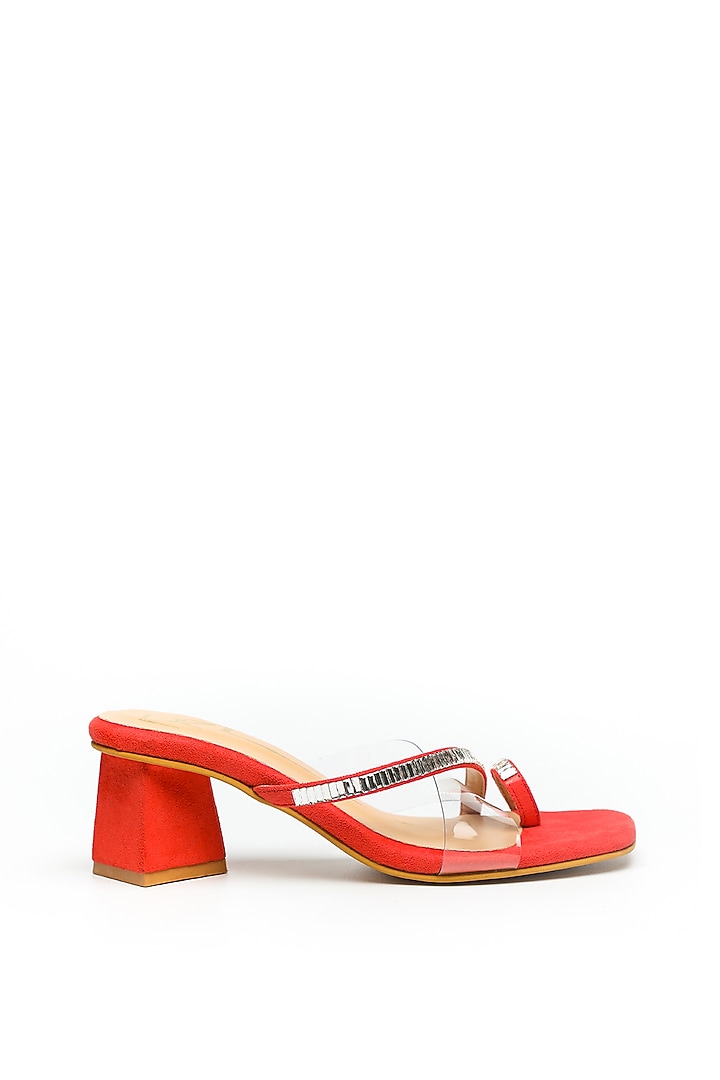 Tomato Red Block Heels by NIDHI BHANDARI at Pernia's Pop Up Shop