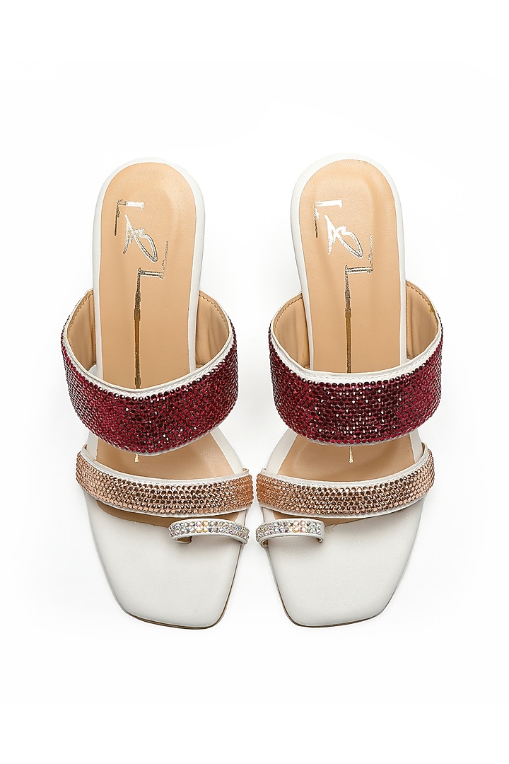 White Faux Leather Block Heels by NIDHI BHANDARI at Pernia's Pop Up Shop