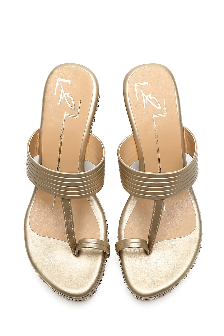 Gold Embroidered Wedges by NIDHI BHANDARI at Pernia's Pop Up Shop