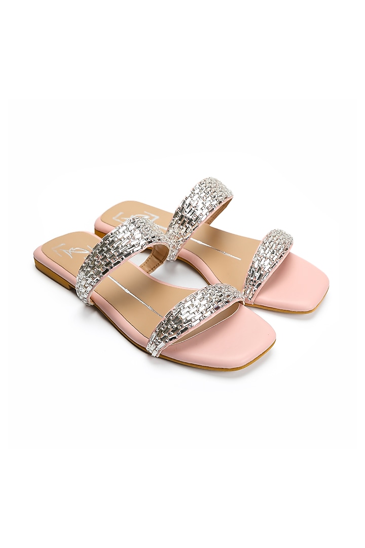Nude Faux Leather Flats by NIDHI BHANDARI at Pernia's Pop Up Shop