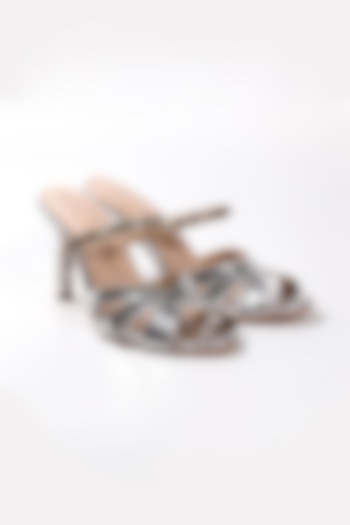 Silver Embroidered Heels by NIDHI BHANDARI at Pernia's Pop Up Shop