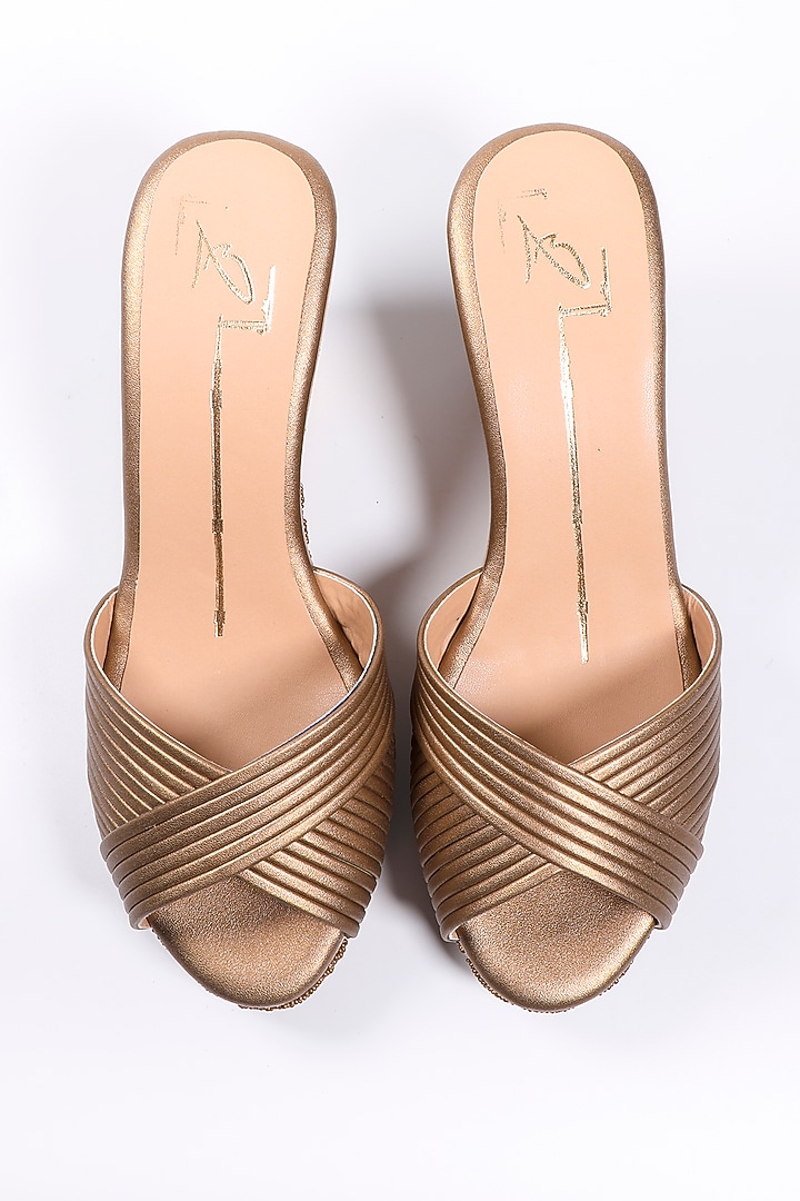 Antique Gold Beaded Wedges by NIDHI BHANDARI at Pernia's Pop Up Shop