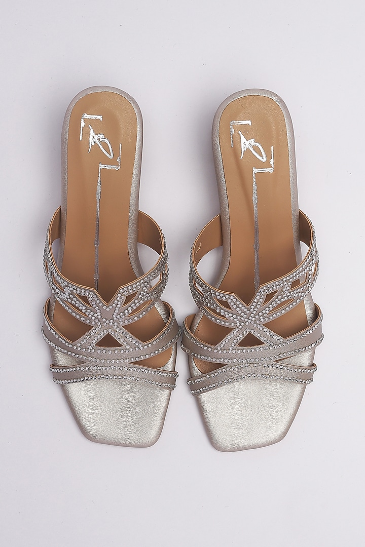 Silver Faux Leather Block Heels by NIDHI BHANDARI at Pernia's Pop Up Shop