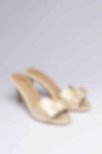 Gold Faux Leather Heels by NIDHI BHANDARI at Pernia's Pop Up Shop